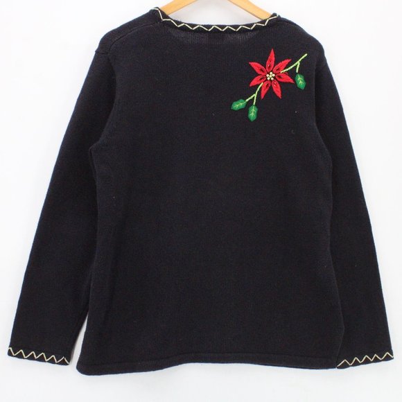 Holiday Editions Christmas Sweater Women Black Pullover Knit Long Sleeve Size XL - Picture 7 of 9